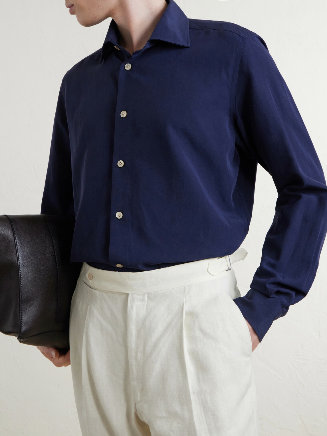 Eleventy - Lyocell, Linen and Cotton-Blend Shirt - Blue