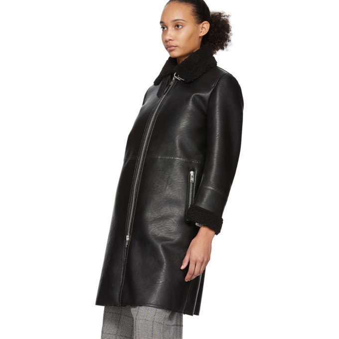 Tricot Comme des Garcons Black Synthetic Leather Coat Tricot Comme