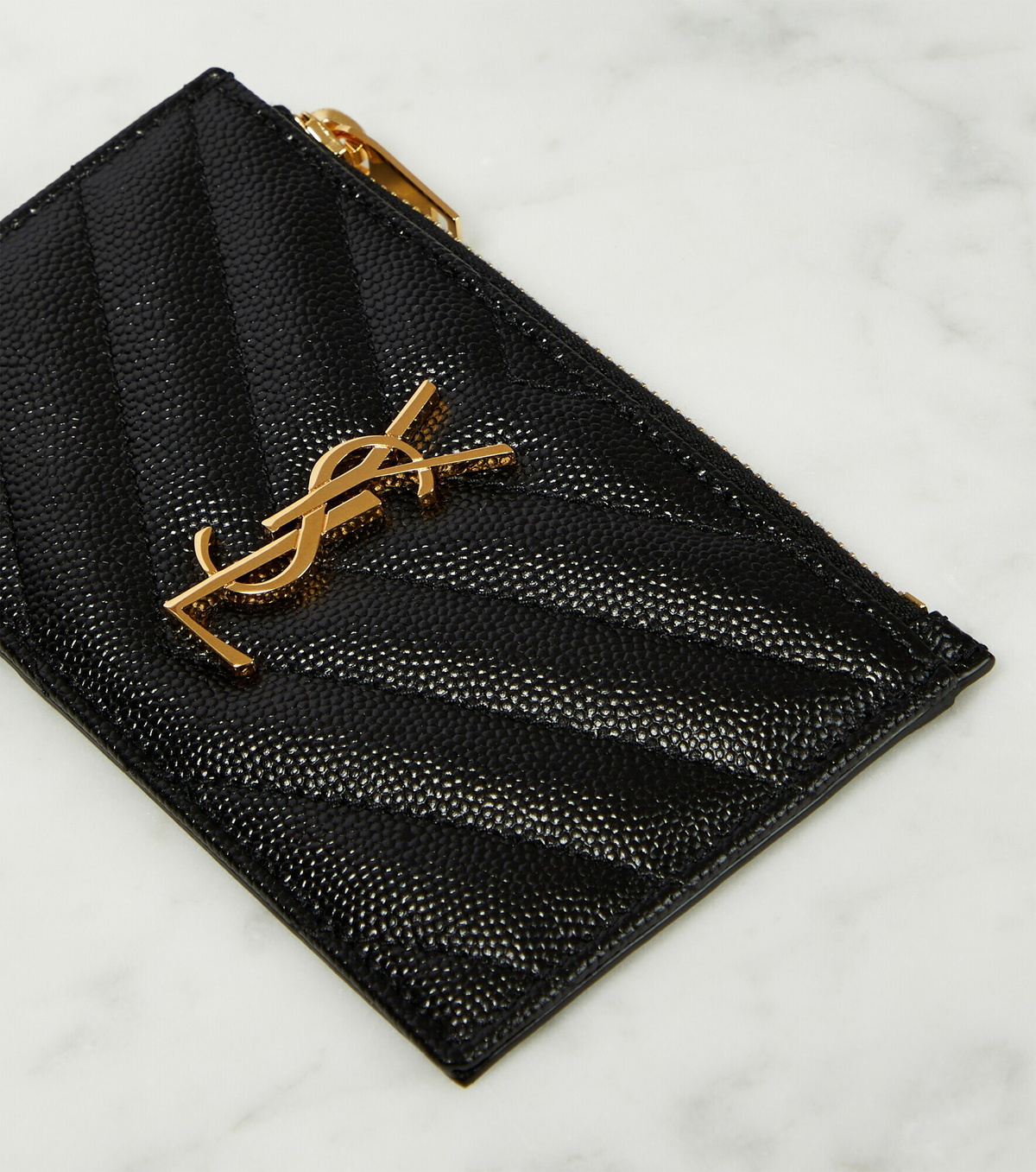 Saint Laurent Red Leather Monogram Wallet on Chain