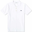 Maison Kitsuné Men's Navy Fox Patch Classic Polo Shirt in White