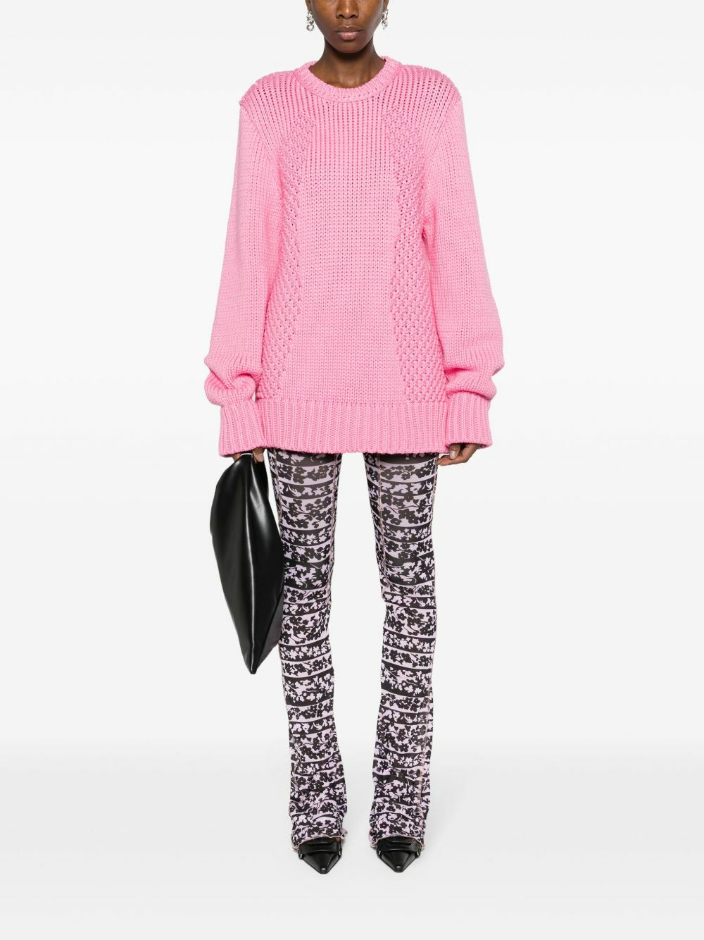 Marine Serre Pink Chunky Knit Sweater Marine Serre
