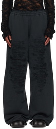MM6 Maison Margiela Black Distressed Sweatpants