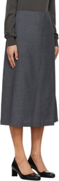 TONYWACK Gray Wool Midi Skirt