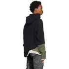 Greg Lauren Black and Army Fragment Hoodie