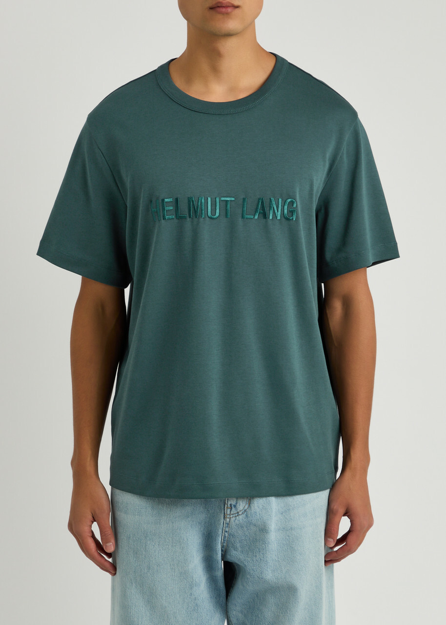 Helmut Lang Logo-embroidered Cotton T-shirt Blue