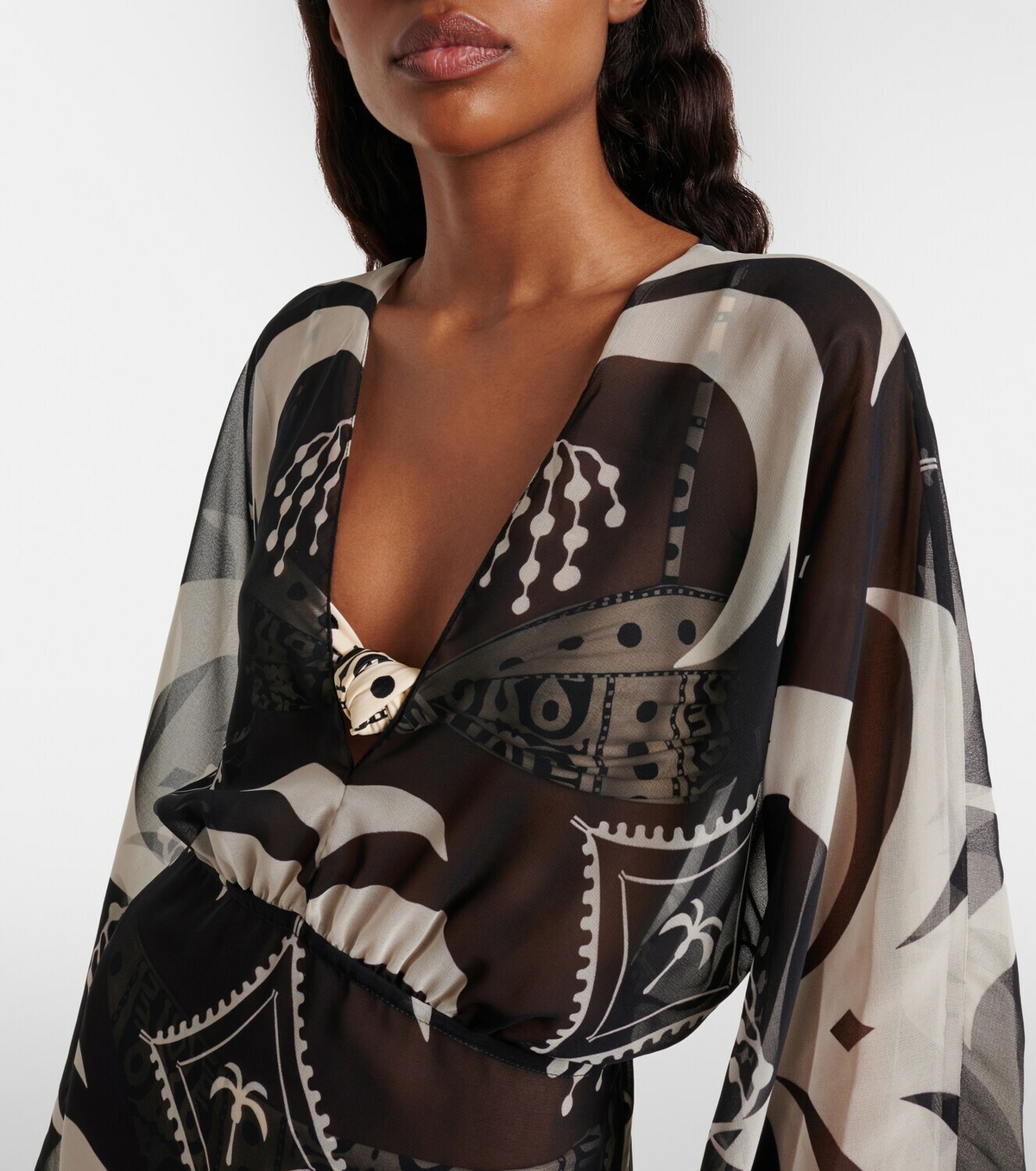 Johanna Ortiz Printed sheer beach cover-up