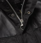 Barbour Gold Standard - Supa-Corbridge Leather-Trimmed Waxed-Cotton Jacket - Black