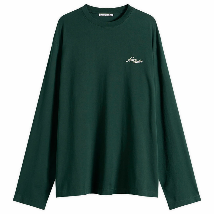Photo: Acne Studios Men's Edden Small Venice Logo Long Sleeve T-Shirt in Dark Green