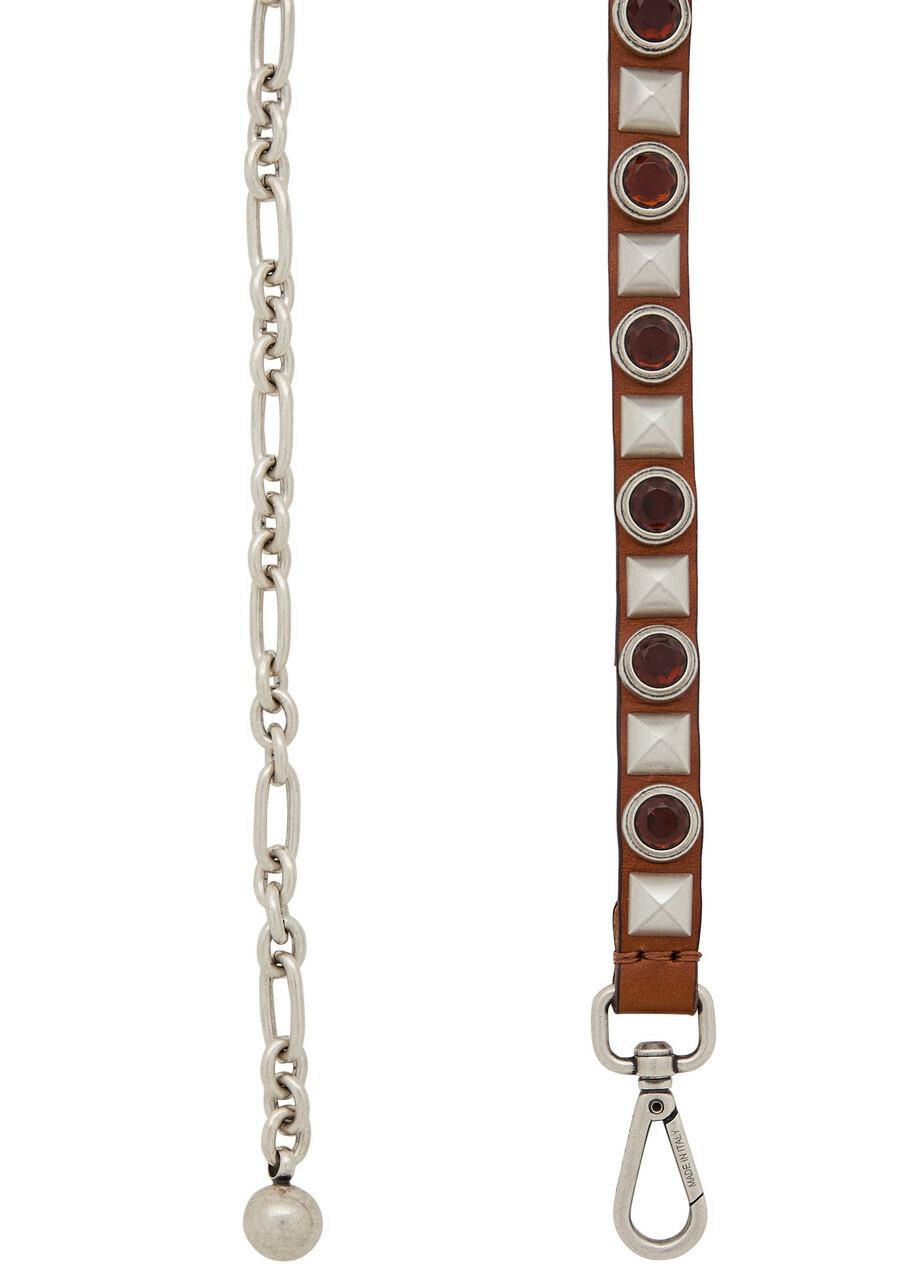 Etro Embellished Leather Chain Belt Brown