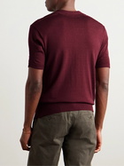 Orlebar Brown - Horton Maybrook Slim-Fit Textured Silk and Cotton-Blend Polo Shirt - Burgundy