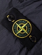 Stone Island - Garment-Dyed Logo-Appliquéd Crinkled-Shell Overshirt - Blue