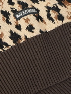Wacko Maria - Logo-Appliquéd Leopard-Jacquard Cotton Sweater - Animal print