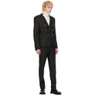 Balmain Black and White Wool Striped Double-Breasted Blazer
