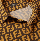 Fendi - Logo-Print Woven Shirt - Dark brown