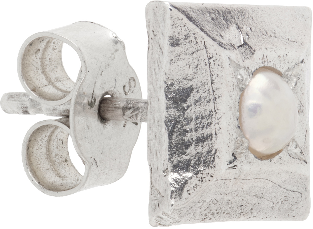 The Ouze Silver Pearl Stud Single Earring