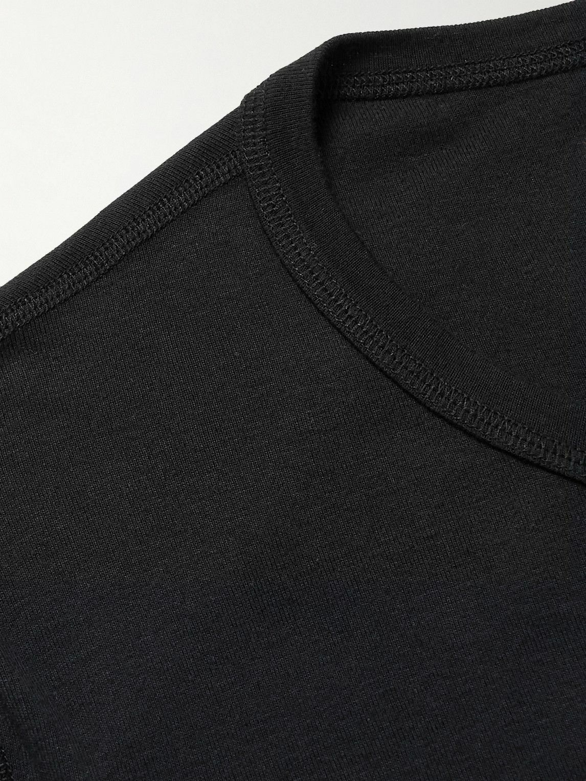 Hemen Biarritz - Harri Slim-Fit Organic Cotton-Jersey Henley Pyjama T-Shirt - Black