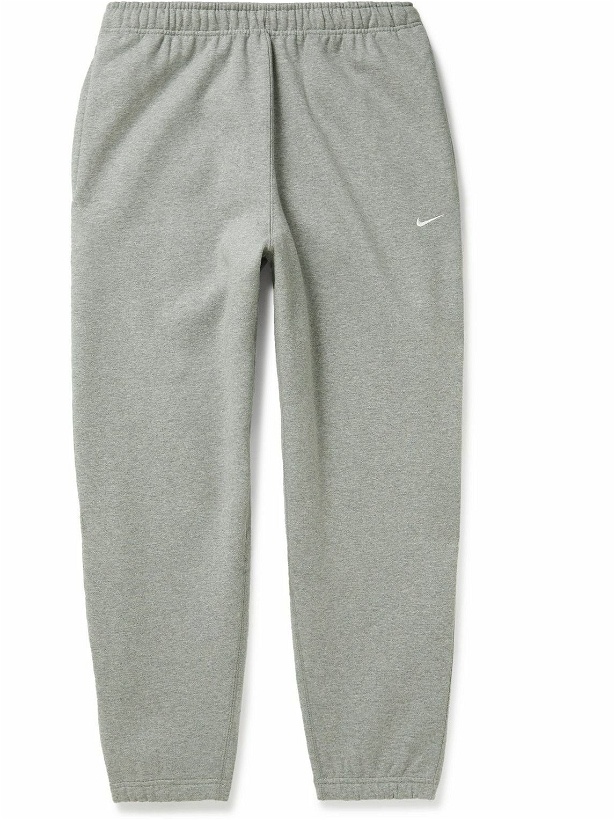 Photo: Nike - Tapered Cotton-Blend Jersey Sweatpants - Gray