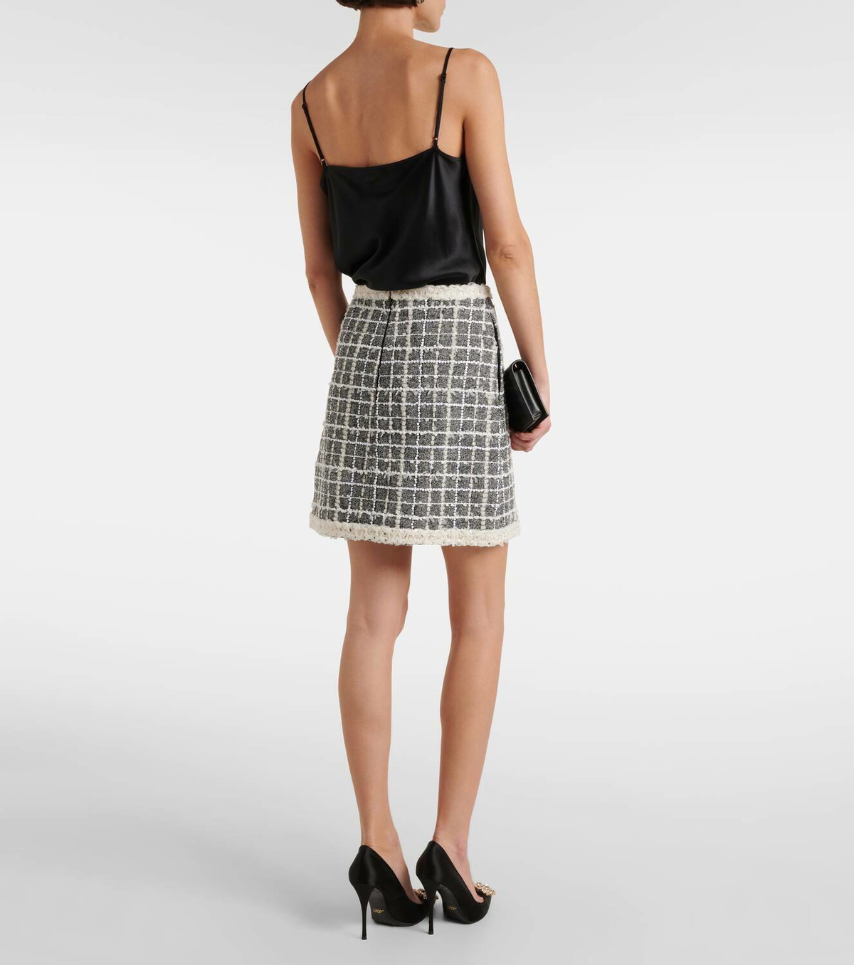 Giambattista Valli Checked wool-blend bouclé miniskirt