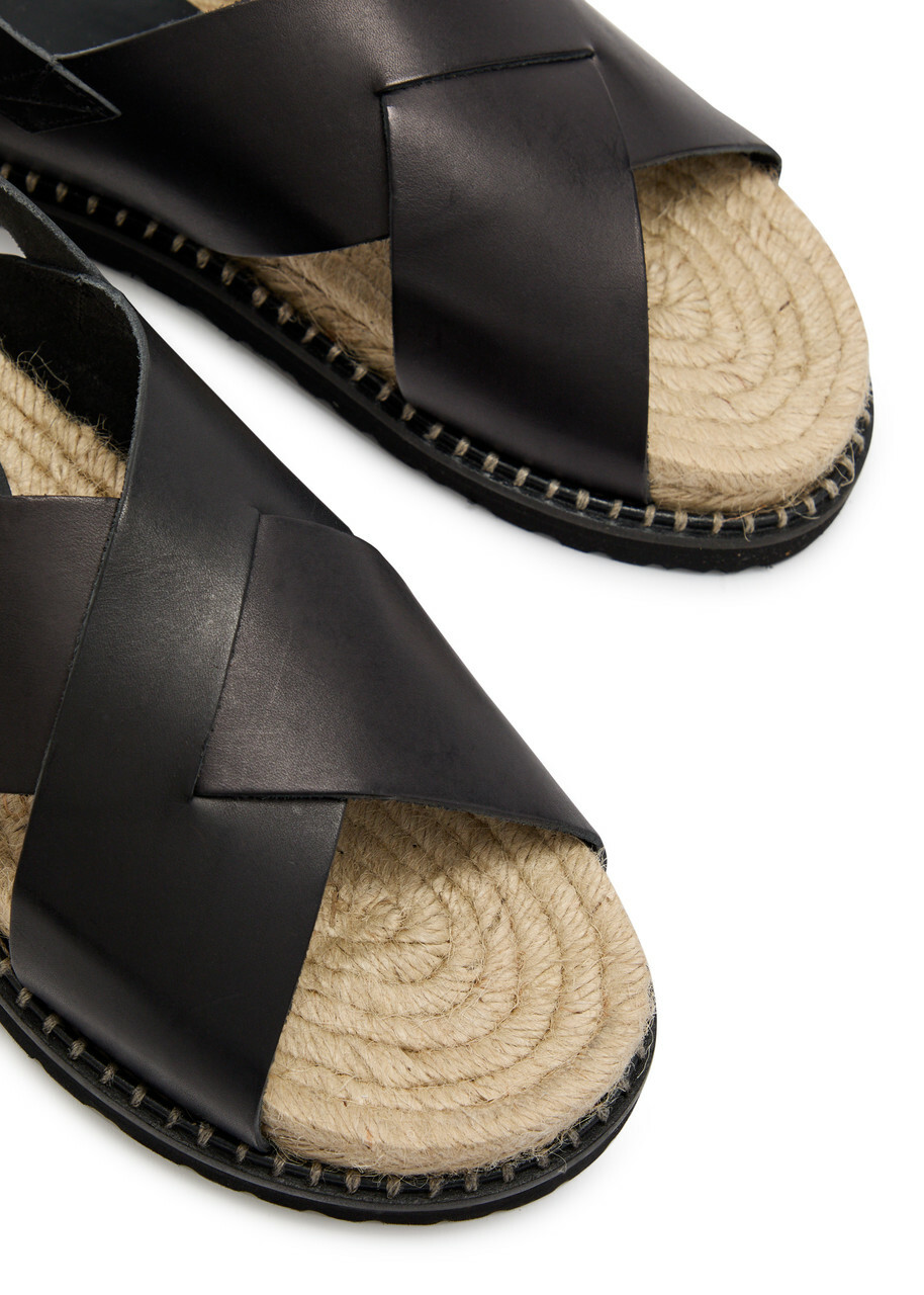 Castañer Tiago Leather Espadrille Sandals Black