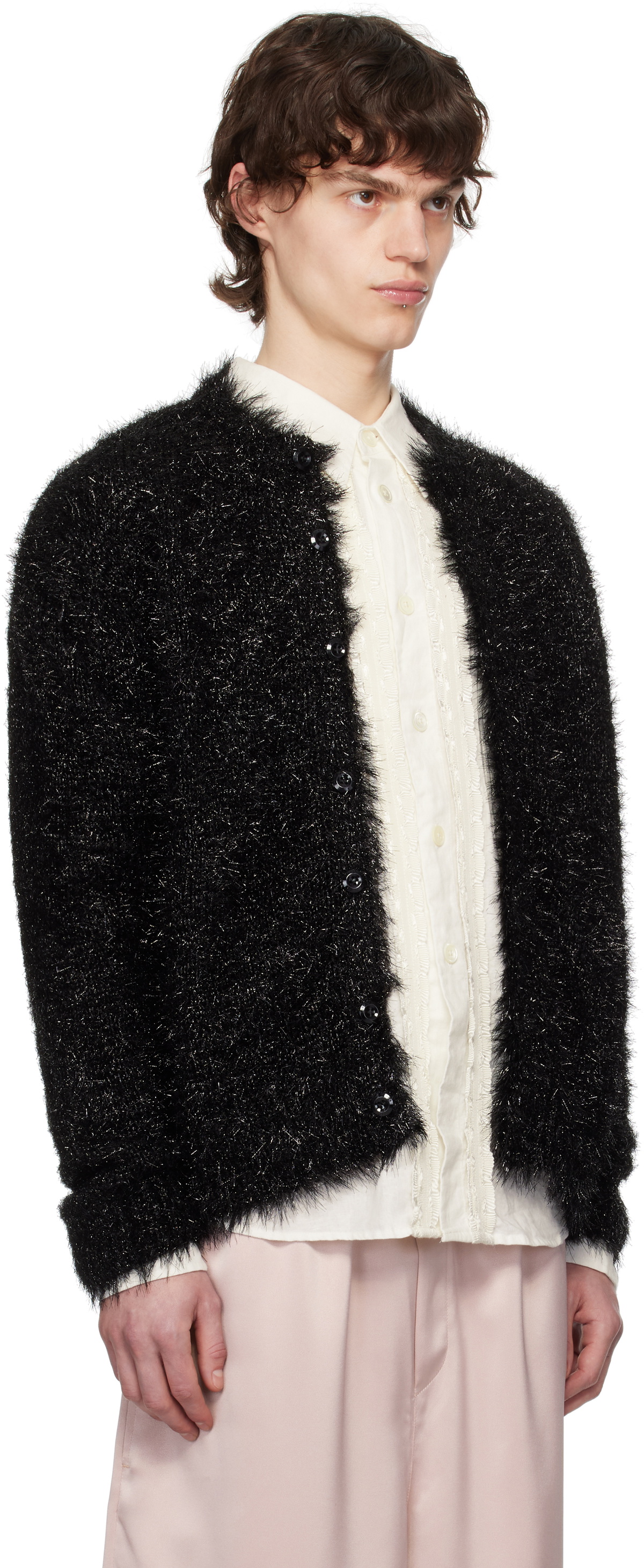 Simone Rocha Black Tinsel Knit Cardigan