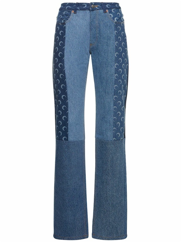 Photo: MARINE SERRE - Moon Print Patchwork Wide Denim Jeans
