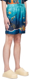 Casablanca Blue Printed Shorts