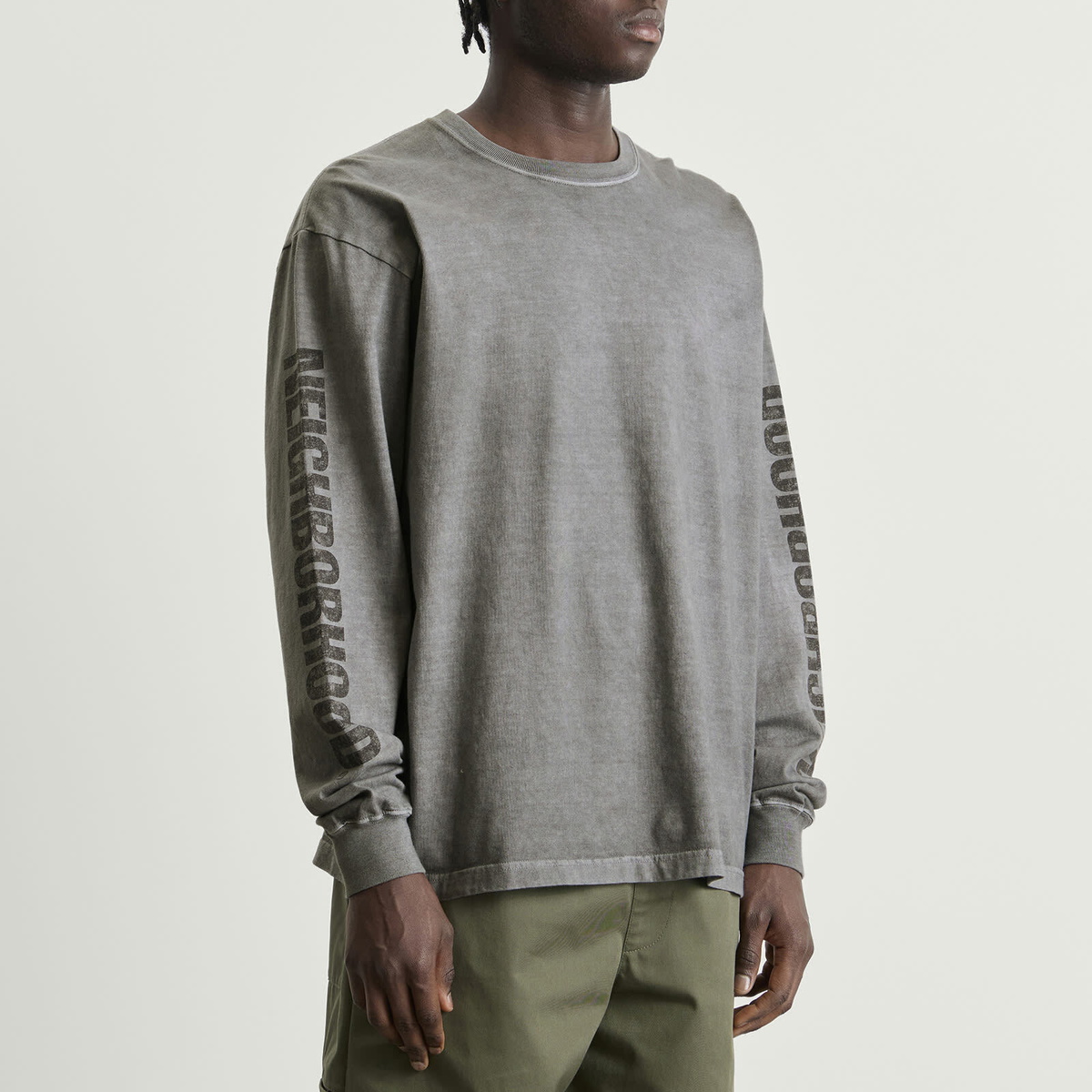 Neighborhood Men's LS-3 Pigment Dyed Long Sleeve T-Shirt in Gray