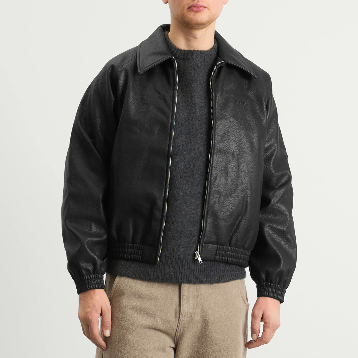 Arte Men's Basic Leather Jacket in Black