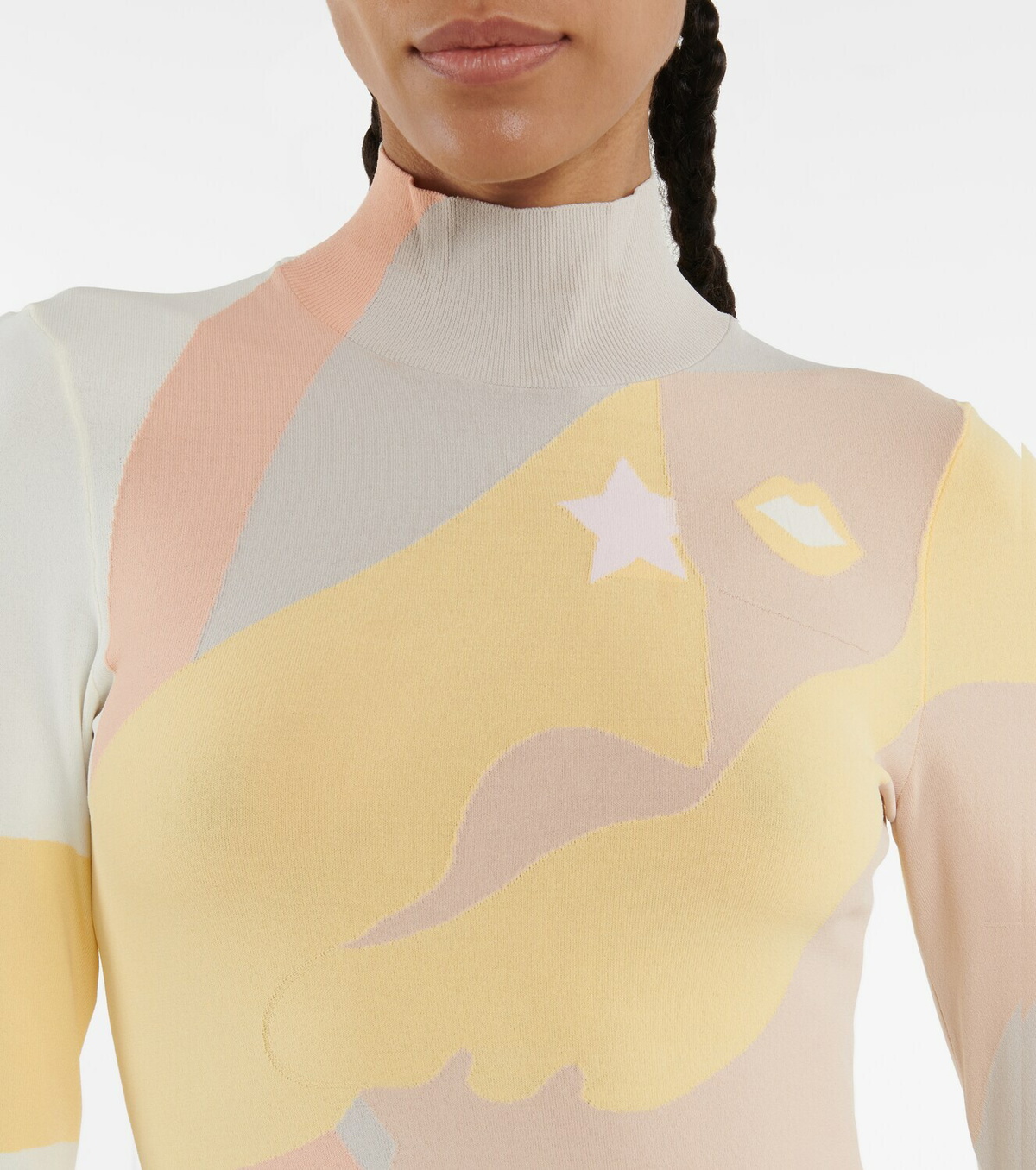 Fendi Colorblocked mockneck minidress
