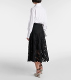 Oscar de la Renta Floral guipure lace midi skirt