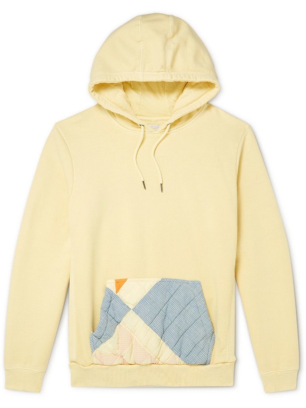 Photo: Carleen - Oversized Upcycled Patchwork Organic Cotton-Jersey Hoodie - Yellow