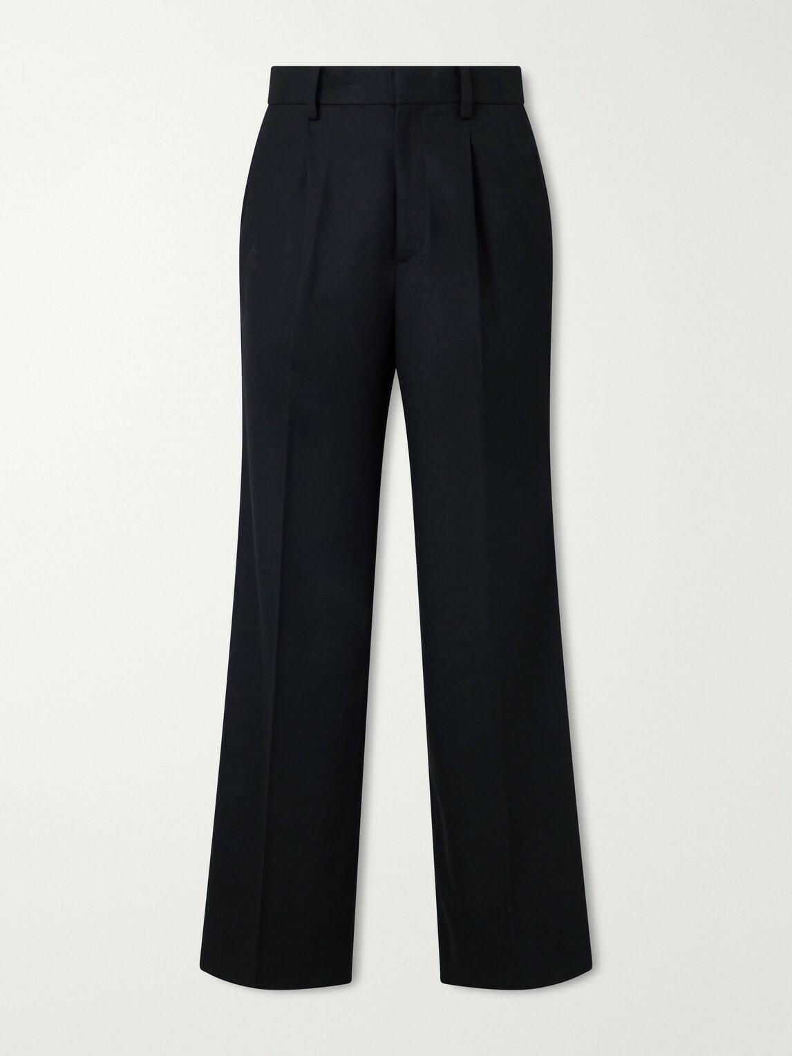 ssstein - Straight-Leg Pleated Wool-Blend Flannel Trousers - Black