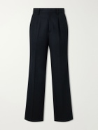 ssstein - Straight-Leg Pleated Wool-Blend Flannel Trousers - Black