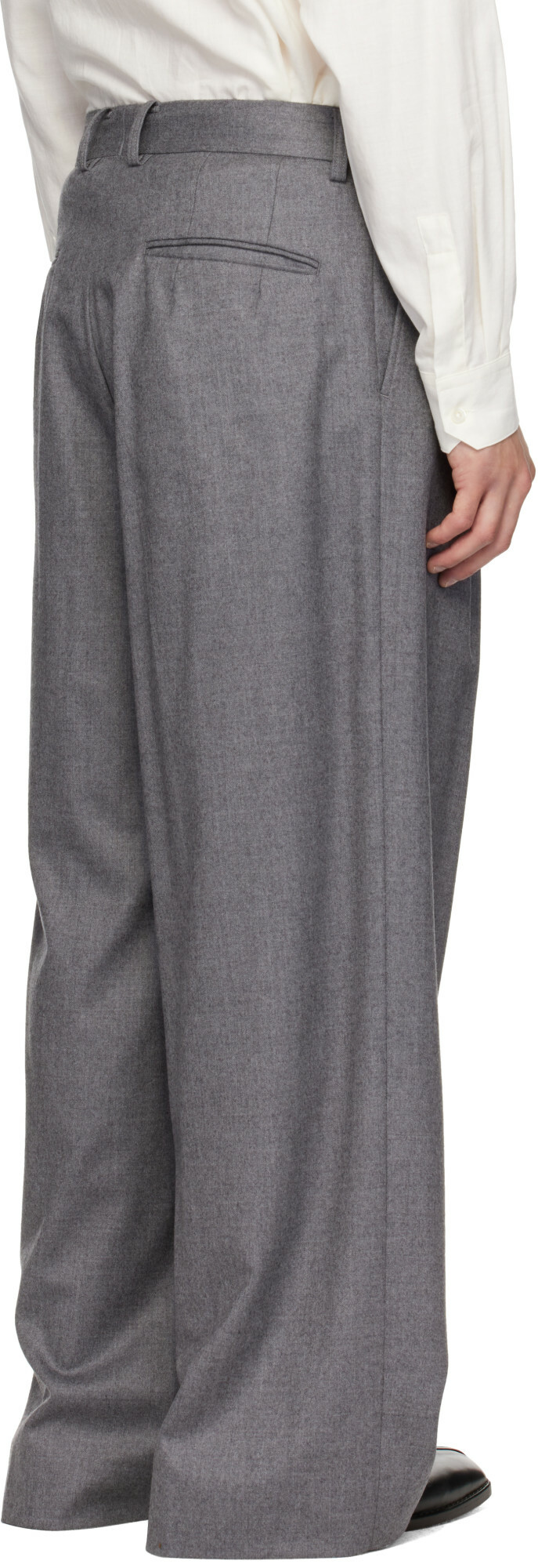 ssstein Gray Wool Flannel Extra Wide Trousers