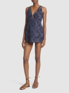 ETRO - Jacquard V-neck Sleeveless Mini Dress