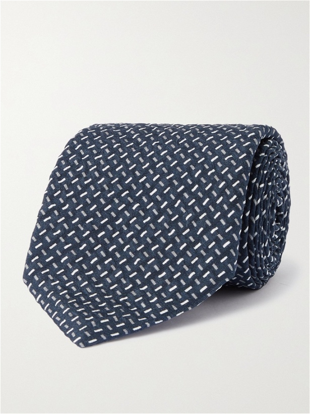 Photo: GIORGIO ARMANI - 8cm Printed Silk Tie - Blue