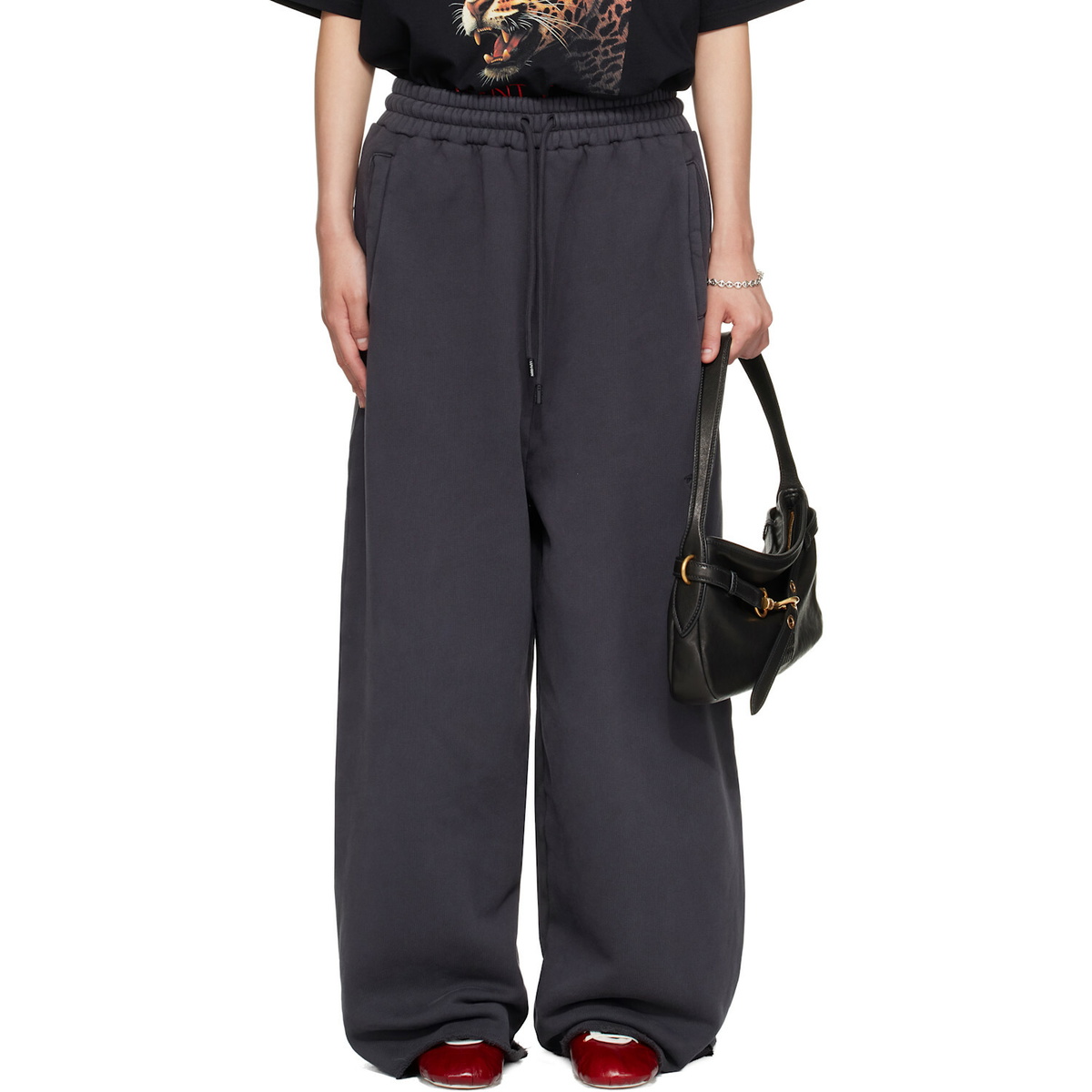 LU'U DAN Gray Raw-Cut Bontan Sweatpants