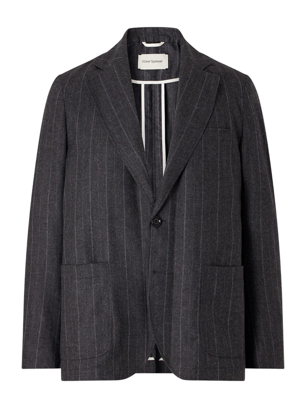 Photo: Oliver Spencer - Westbury Striped Wool-Blend Suit Jacket - Gray