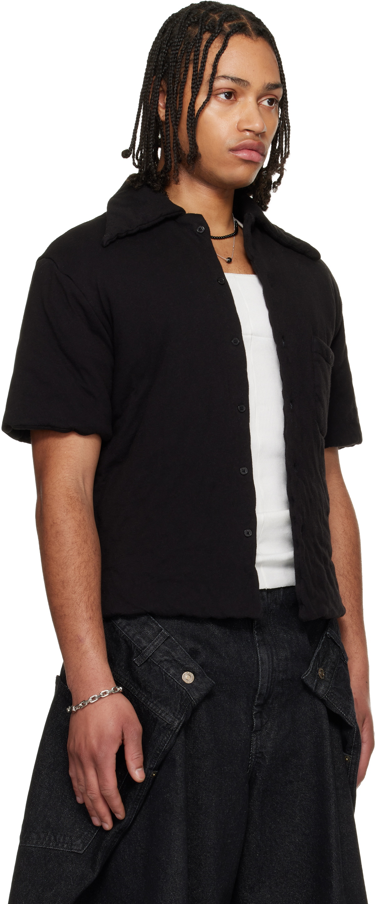 LU'U DAN Black Wadded Shift Shirt