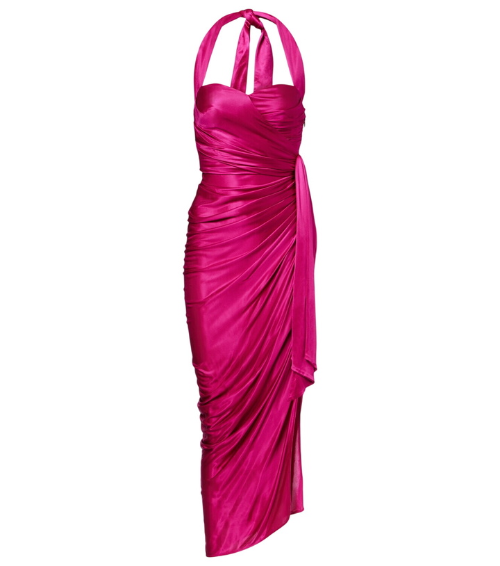 Photo: Balmain Draped halterneck satin midi dress