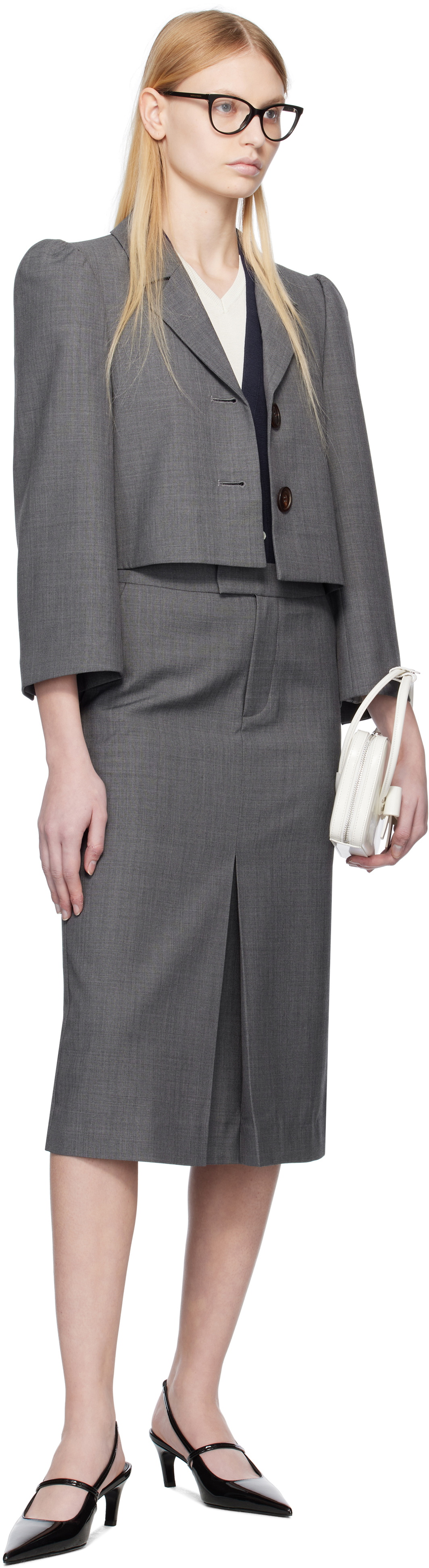 SHUSHU/TONG Gray Short Suit Blazer