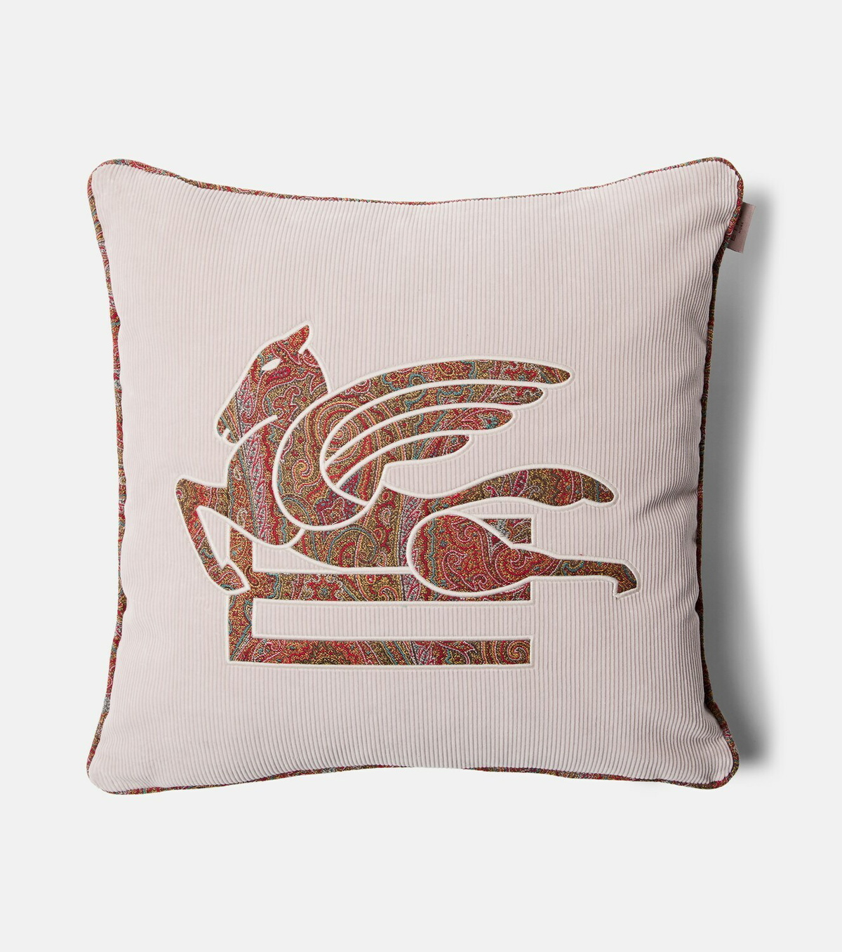 Etro Pegaso embroidered cotton velvet cushion