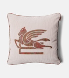 Etro Pegaso embroidered cotton velvet cushion