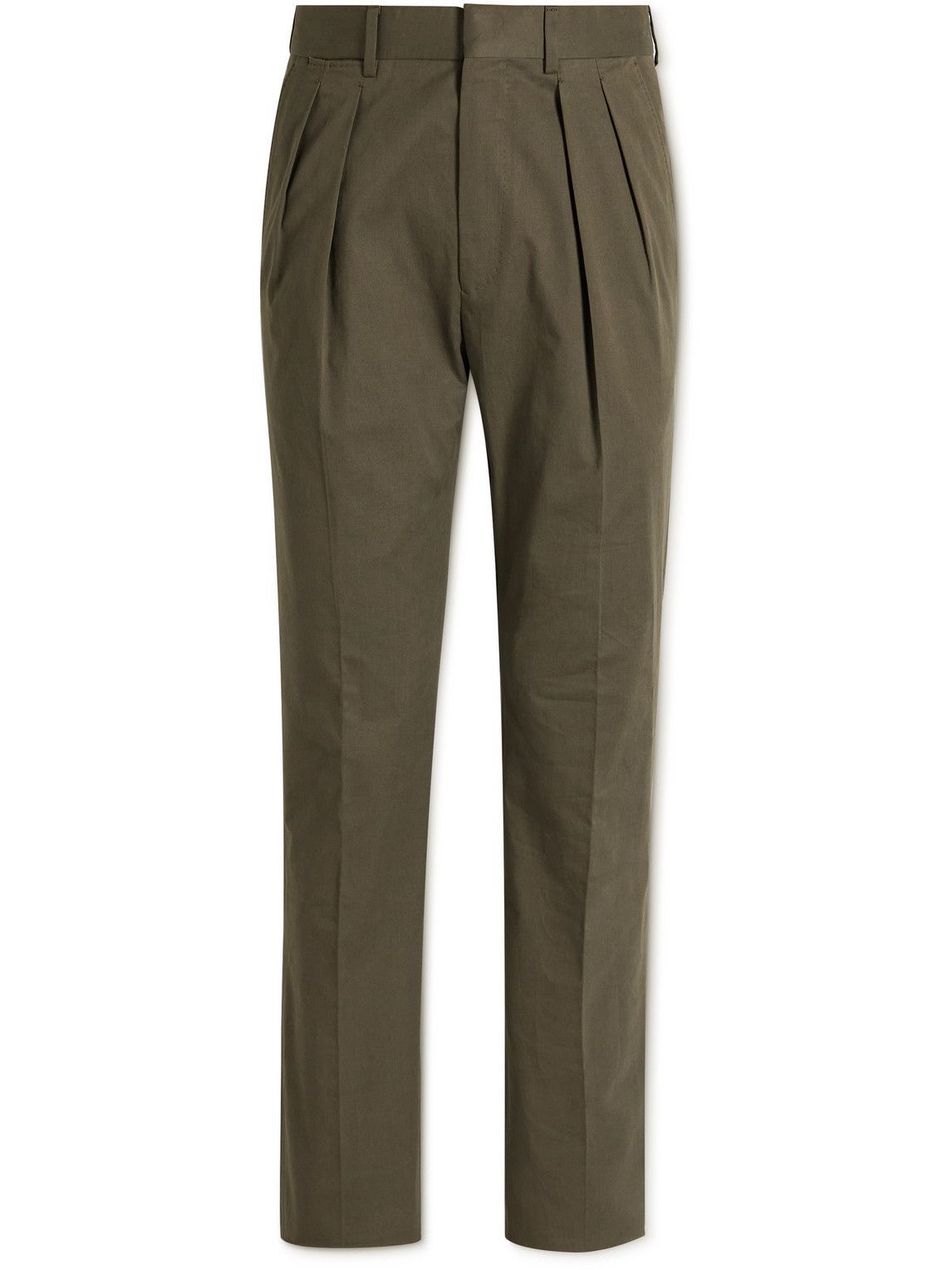 TOM FORD - Slim-Fit Pleated Cotton-Blend Twill Suit Trousers - Green ...