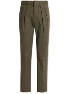 TOM FORD - Slim-Fit Pleated Cotton-Blend Twill Suit Trousers - Green