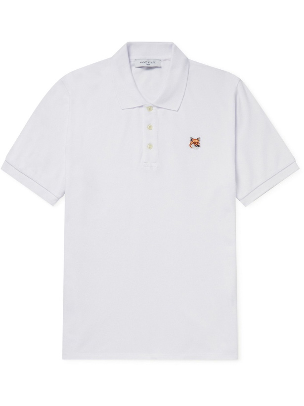 Photo: MAISON KITSUNÉ - Logo-Appliquéd Cotton-Piqué Polo Shirt - White