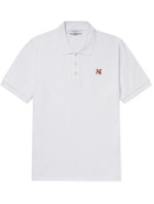 MAISON KITSUNÉ - Logo-Appliquéd Cotton-Piqué Polo Shirt - White