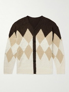 Sacai - Argyle Cotton-Bouclé Cardigan - Brown