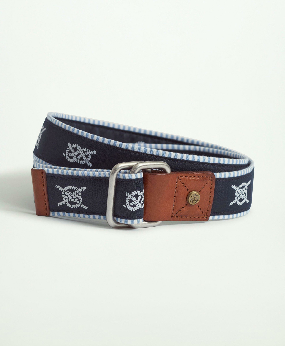 Brooks Brothers Men's Cotton D-Ring Nautical Knot Belt | Navy