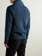Polo Ralph Lauren - Shawl-Collar Panelled Cable-Knit Cotton Cardigan - Blue